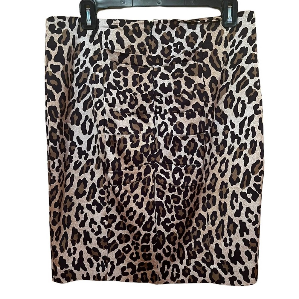 Cache Leopard Print Zip Back Mini Skirt Size 8 - image 2